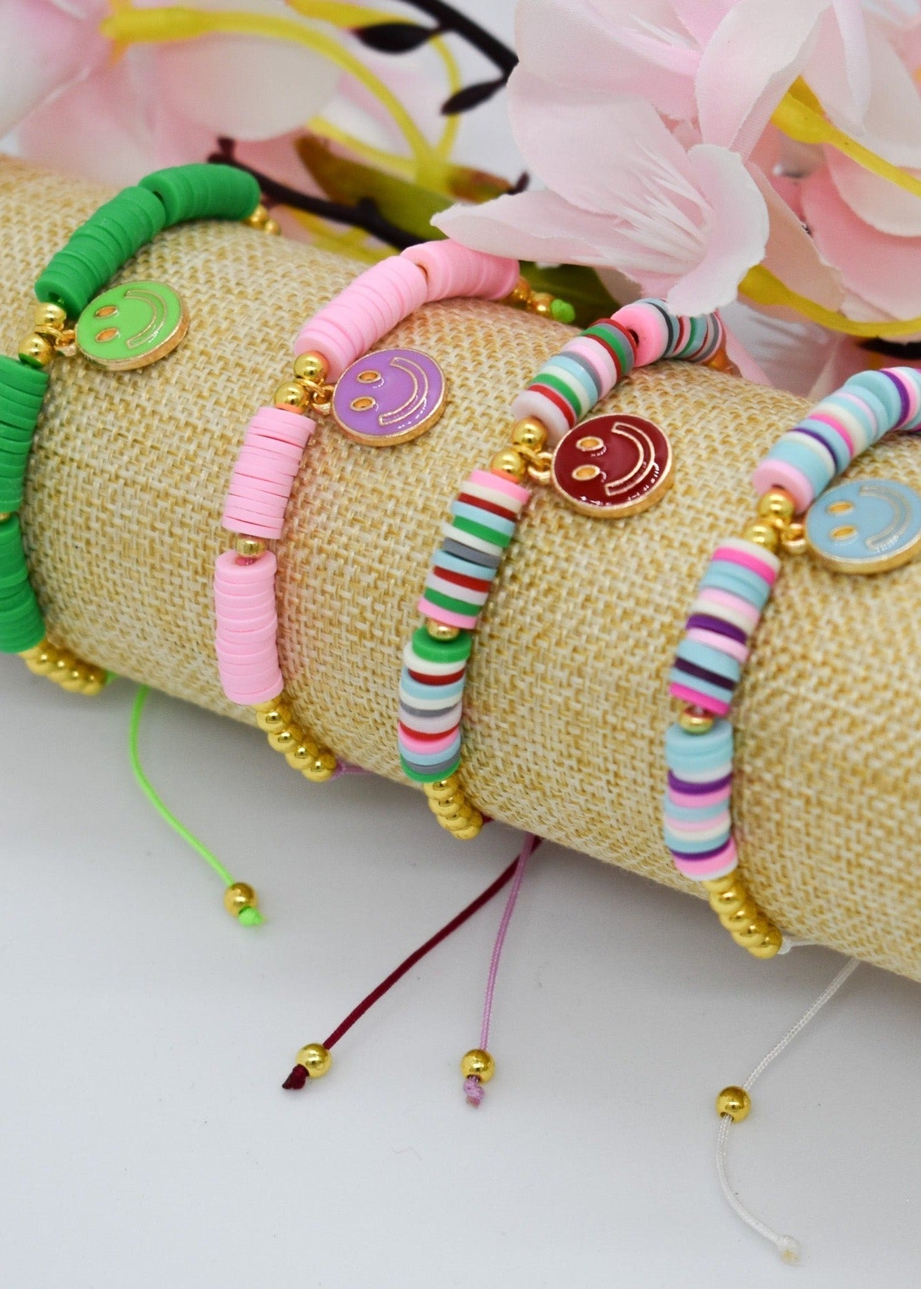 heishi happy face bracelets