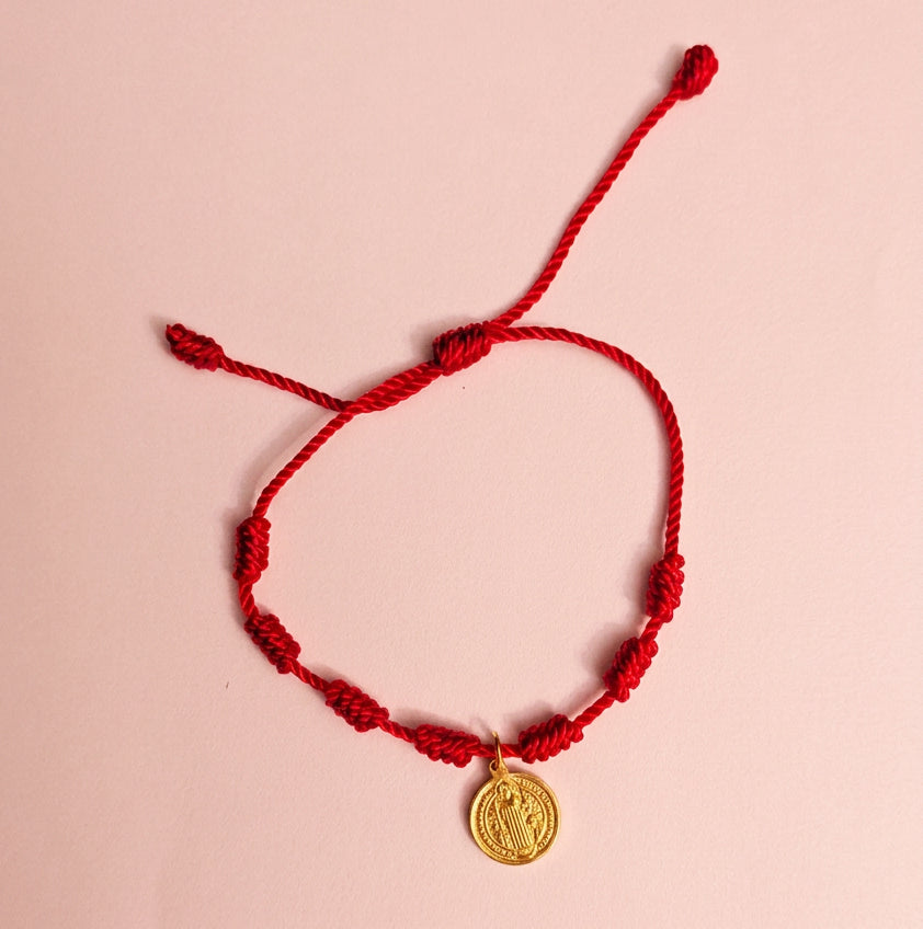 St Benedict Red Bracelet with Seven Knots