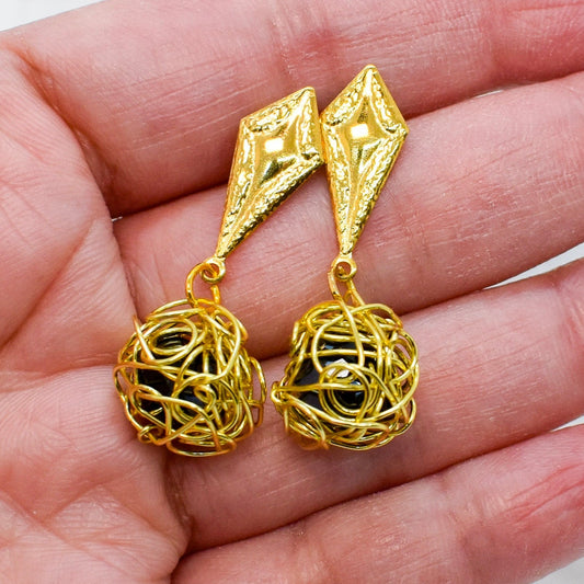 Black pearl wrap earrings