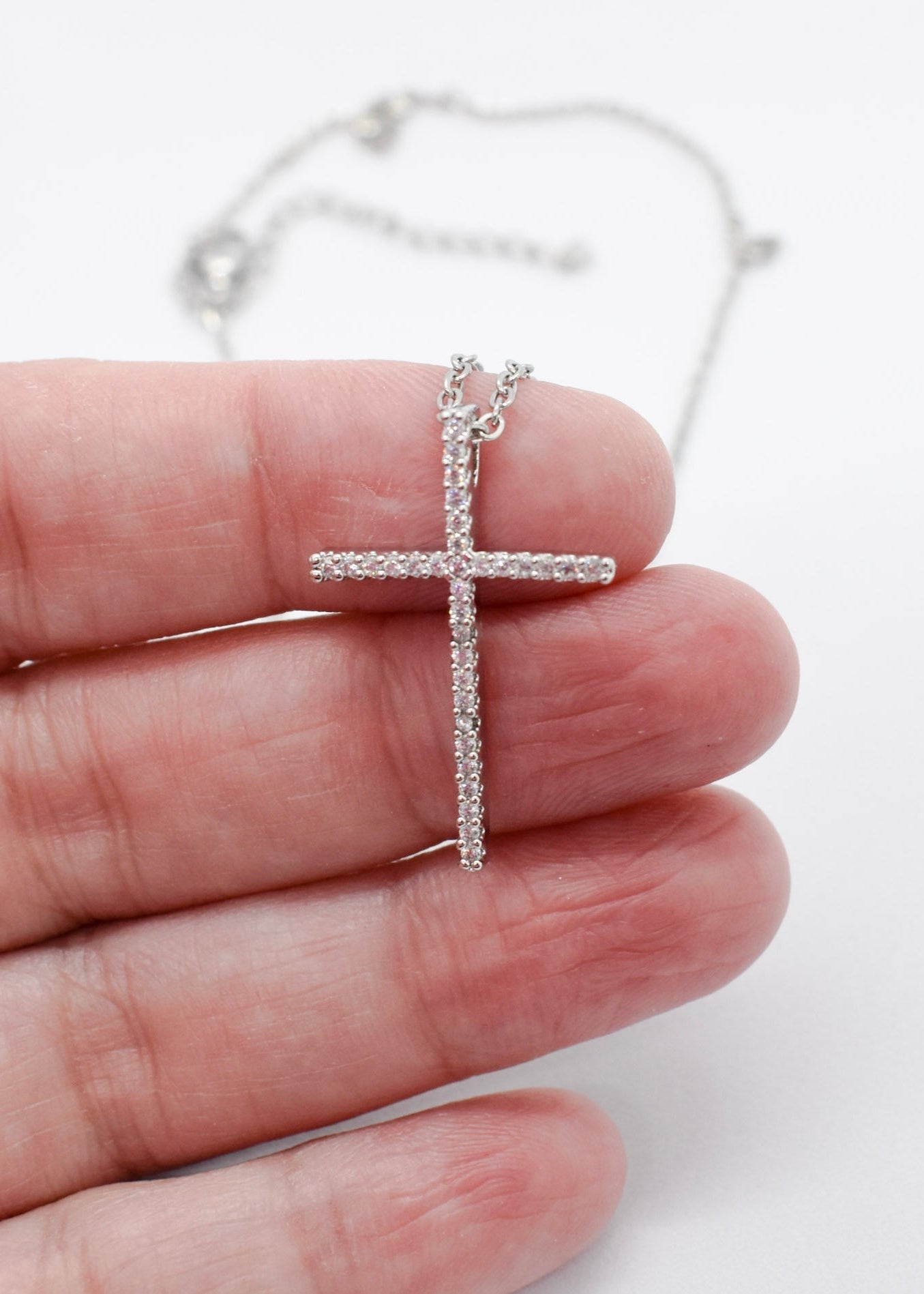 Silver Cross Charm Necklace