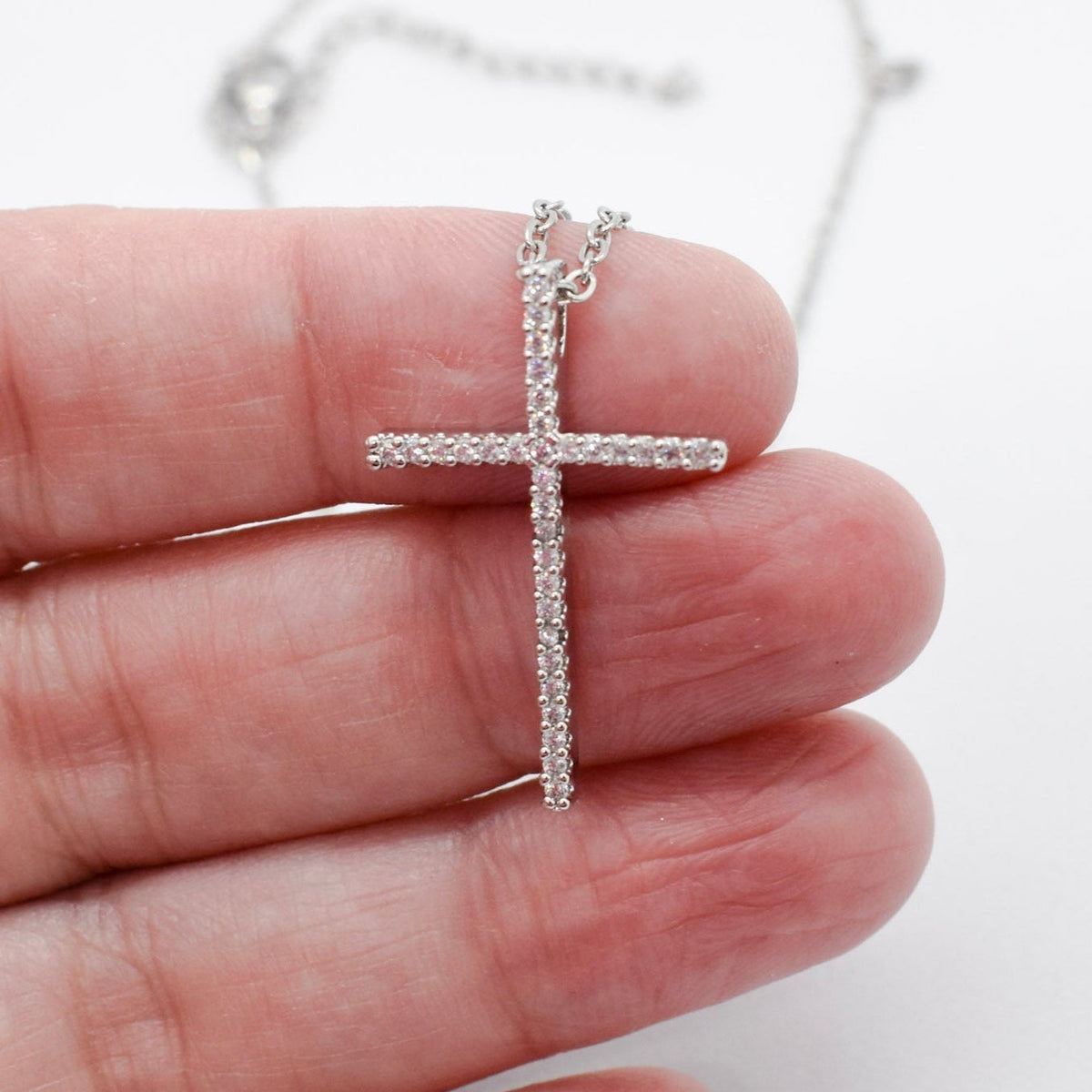 Silver Cross Charm Necklace