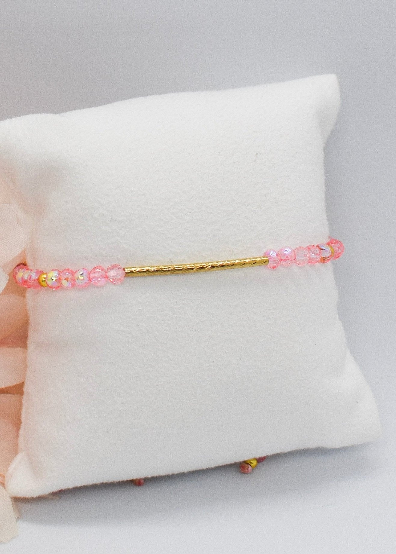 Crystal tube bracelet pink