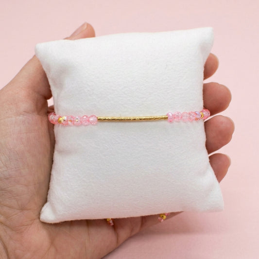Crystal tube bracelet pink