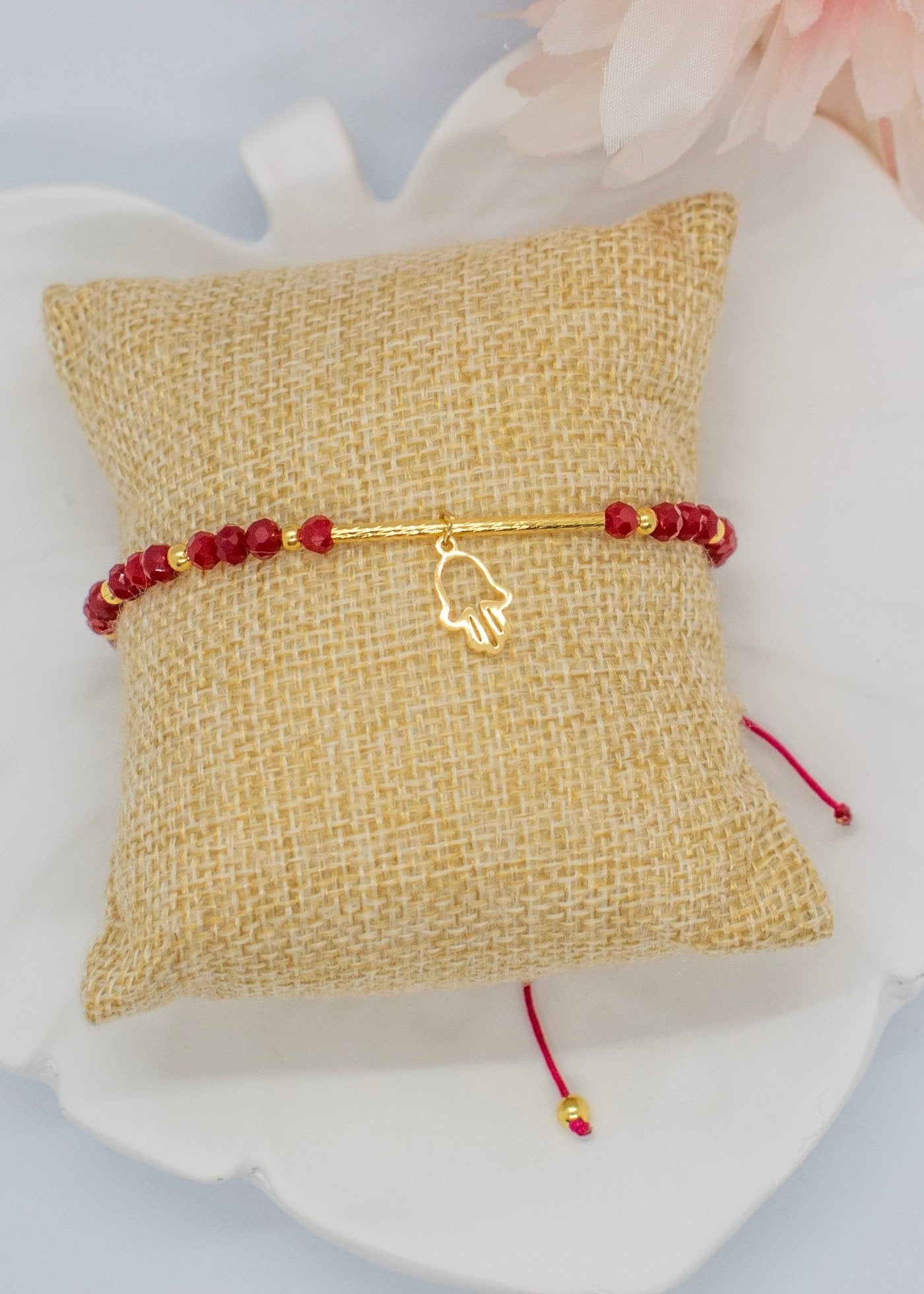 Crystal tube bracelet red