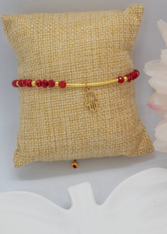 Crystal tube bracelet reds