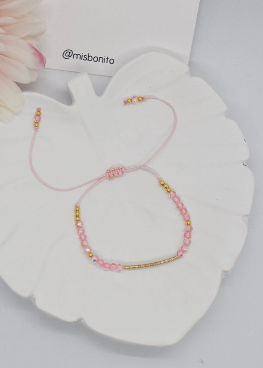 Crystal tube bracelets pink