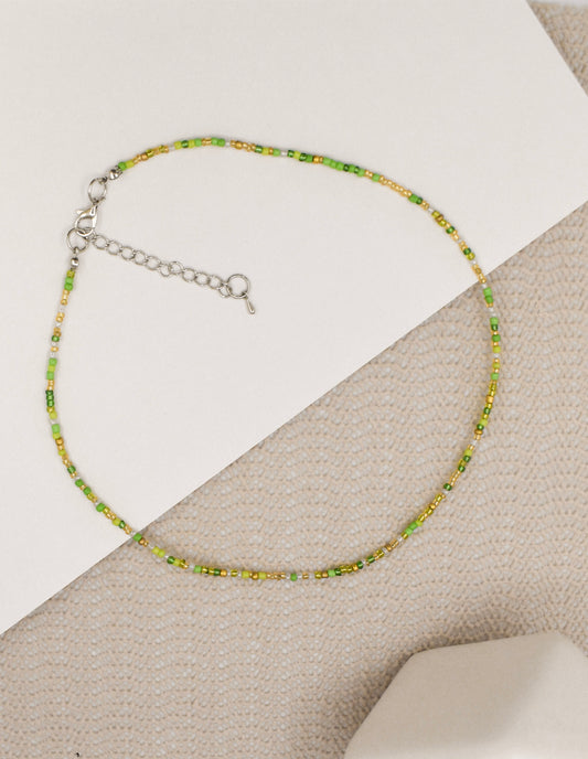 Green Beaded Choker Necklace
