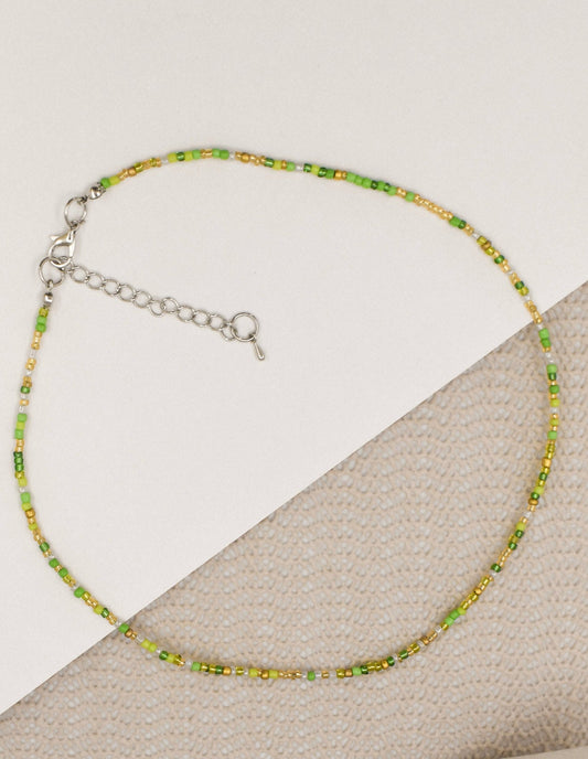Green Beaded Choker Necklace