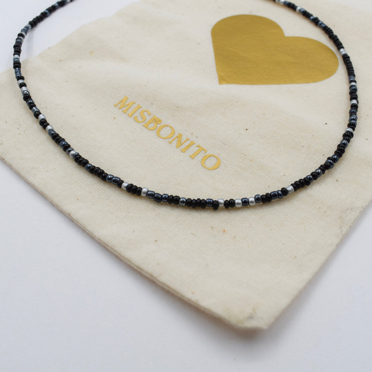 Black Beaded Choker Necklace