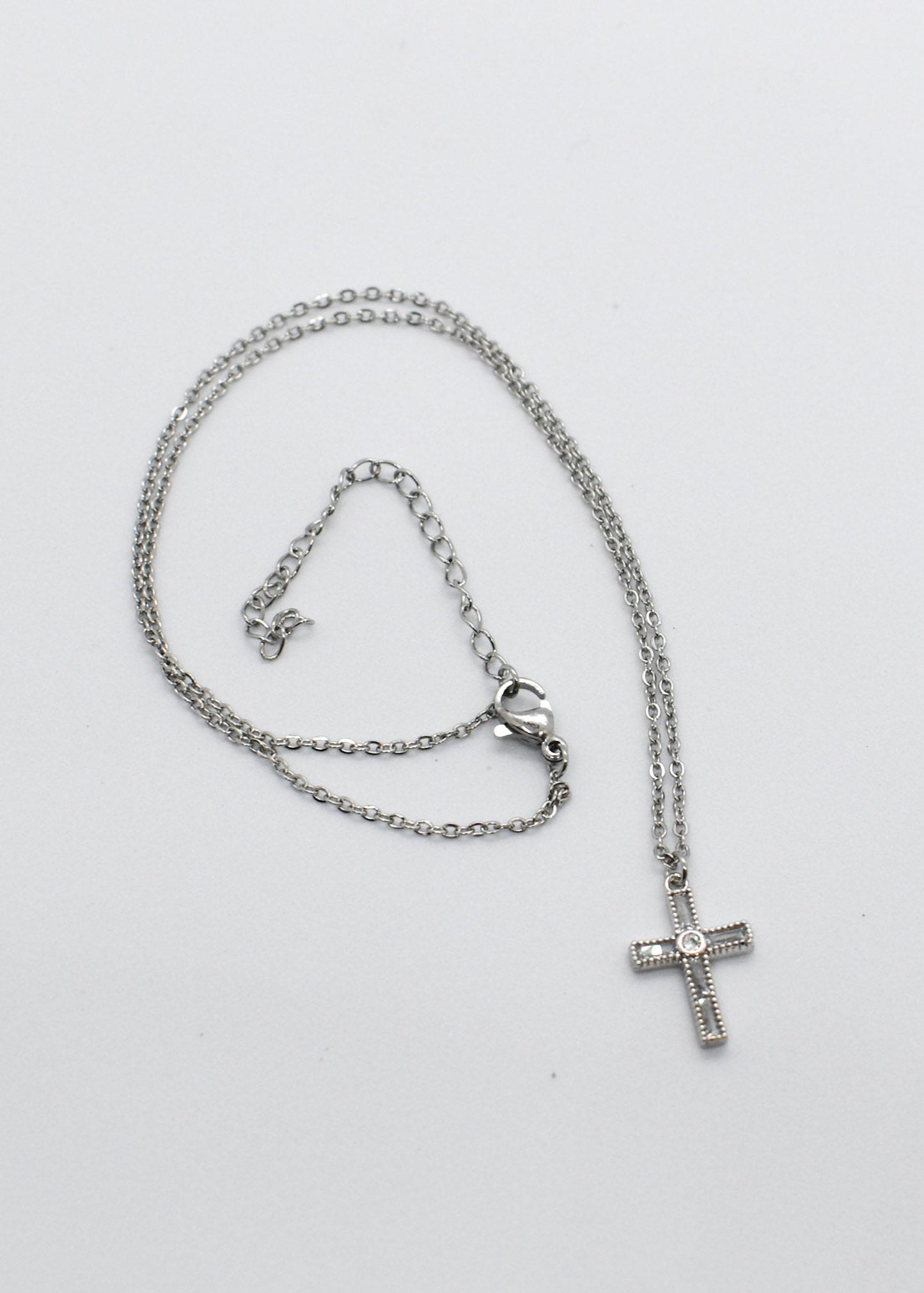 Dainty cross silver necklace