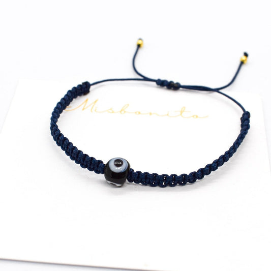 Evil eye blue macrame bracelet