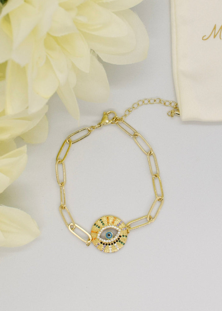 Evil eye paperclip bracelet