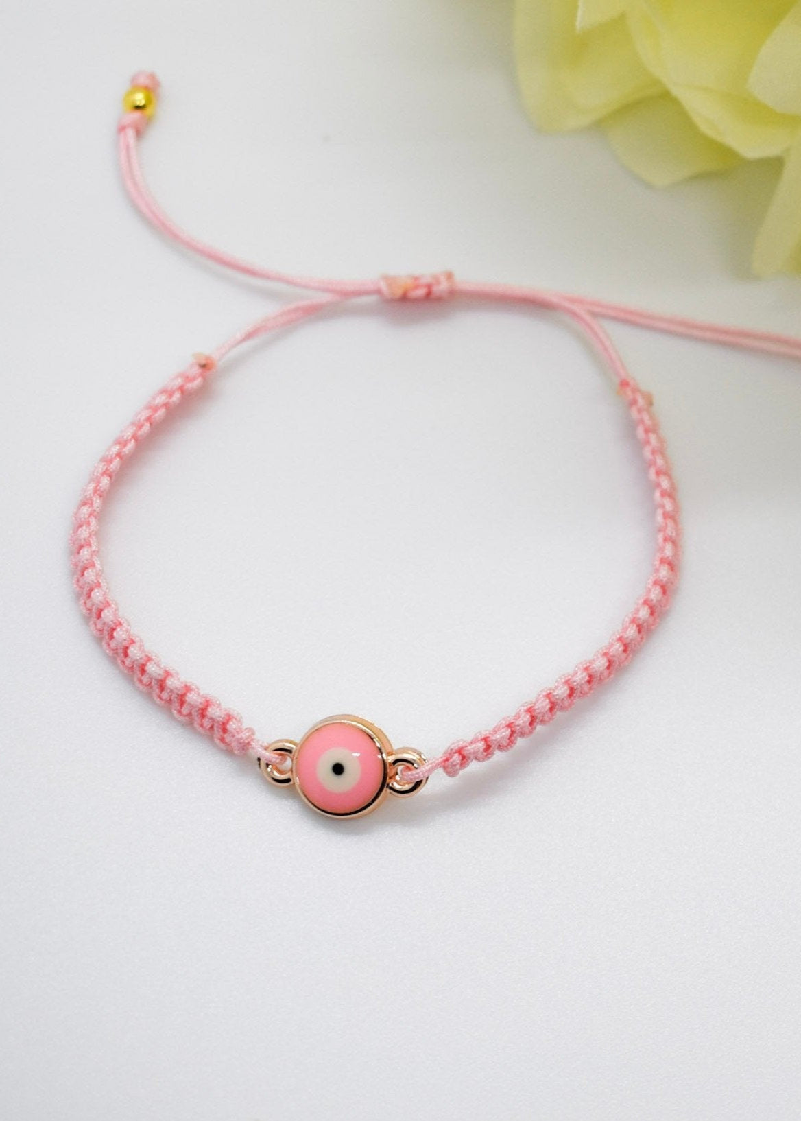 Evil eye pink macrame