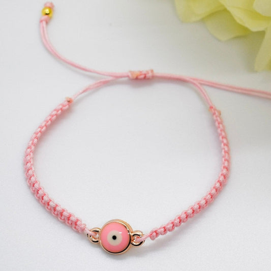 Evil eye pink macrame