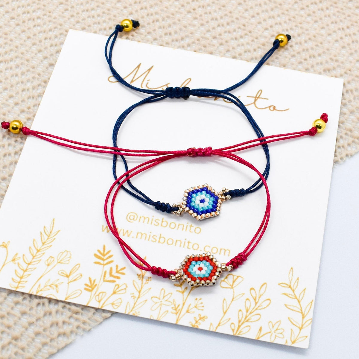Evil eye red and blue bracelets
