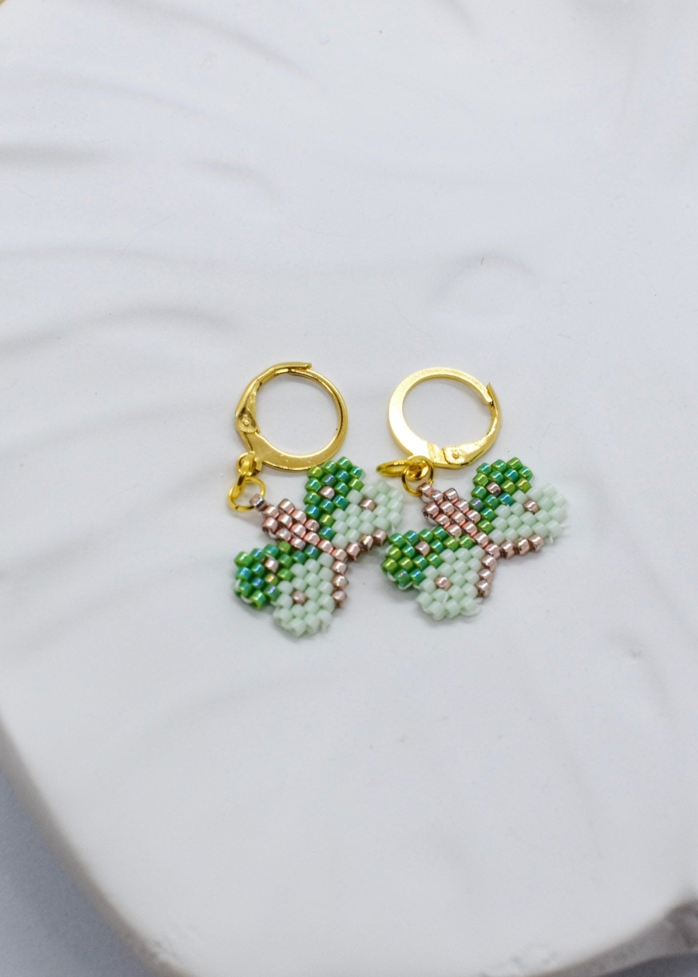 Green butterfly earrings
