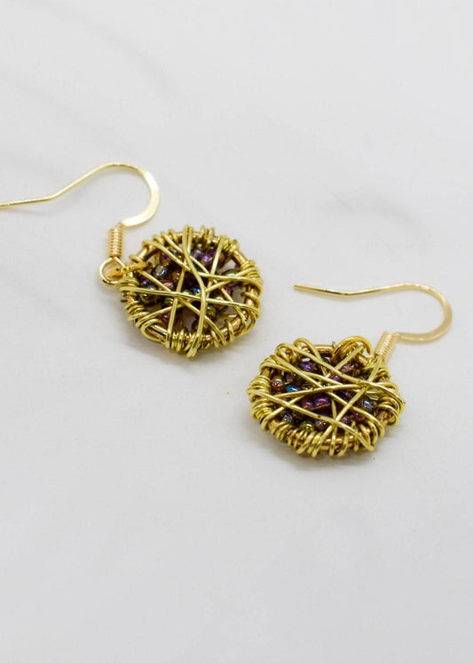 Handmade wire wrapped dreamcatcher earrings