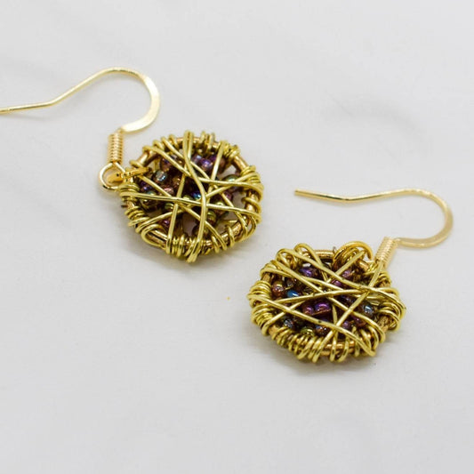 Handmade wire wrapped dreamcatcher earrings