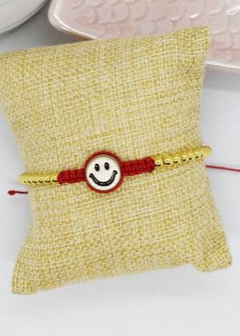 Happy face bracelet reds