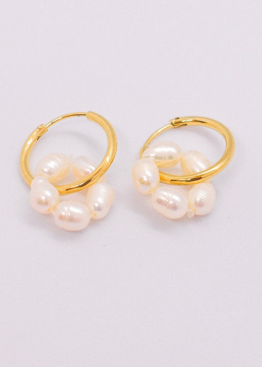 Pearl Round Hoop Earrings