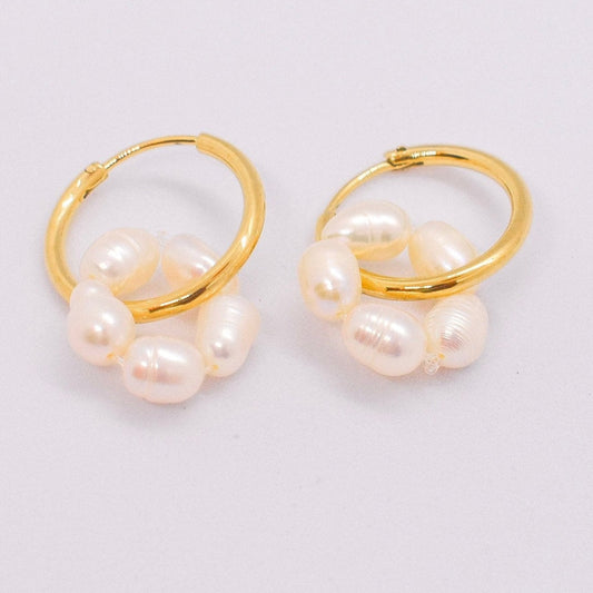 Pearl Round Hoop Earrings