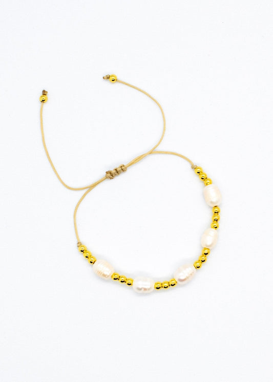 Pearls and gold bracelet