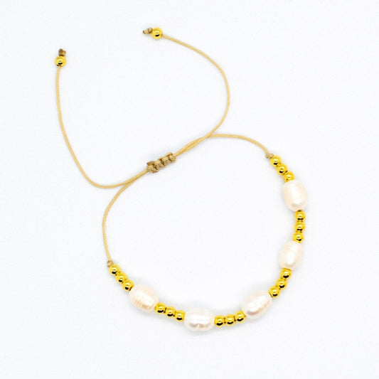 Pearls and gold bracelet