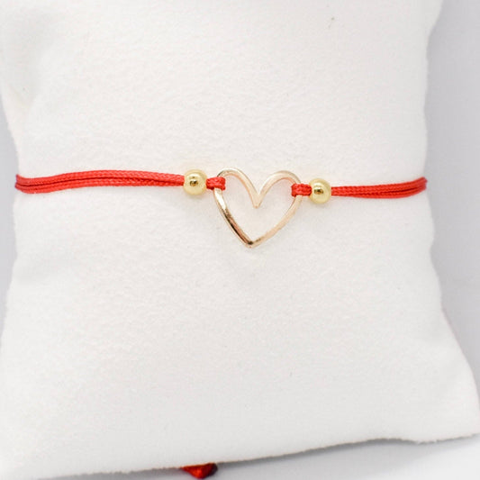 Red cord heart bracelet
