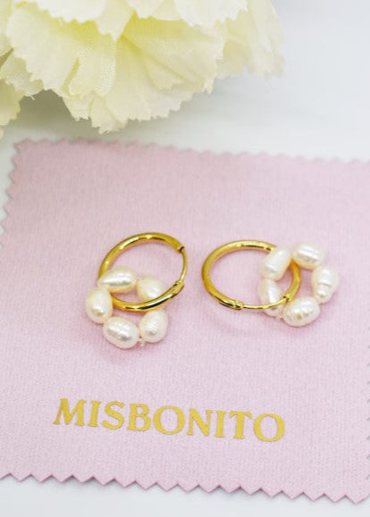 Round Pearl Hoops