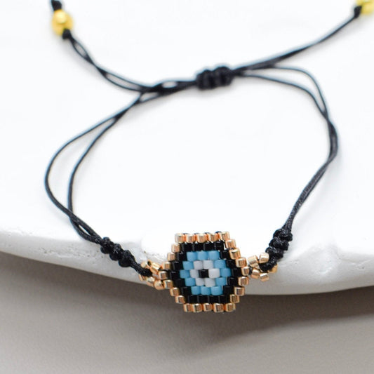 Small evil eye braceles black