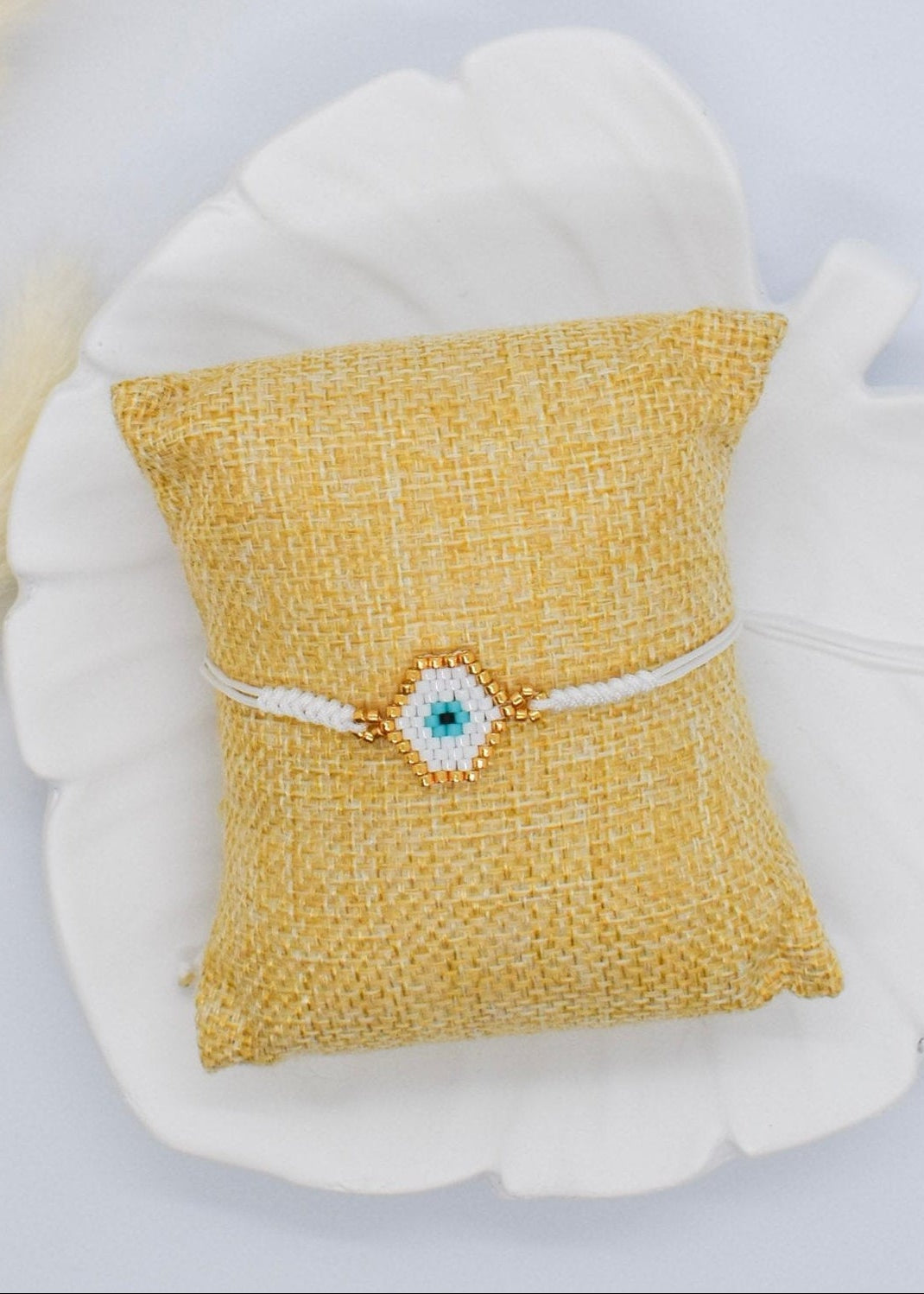 White evil eye bracelet