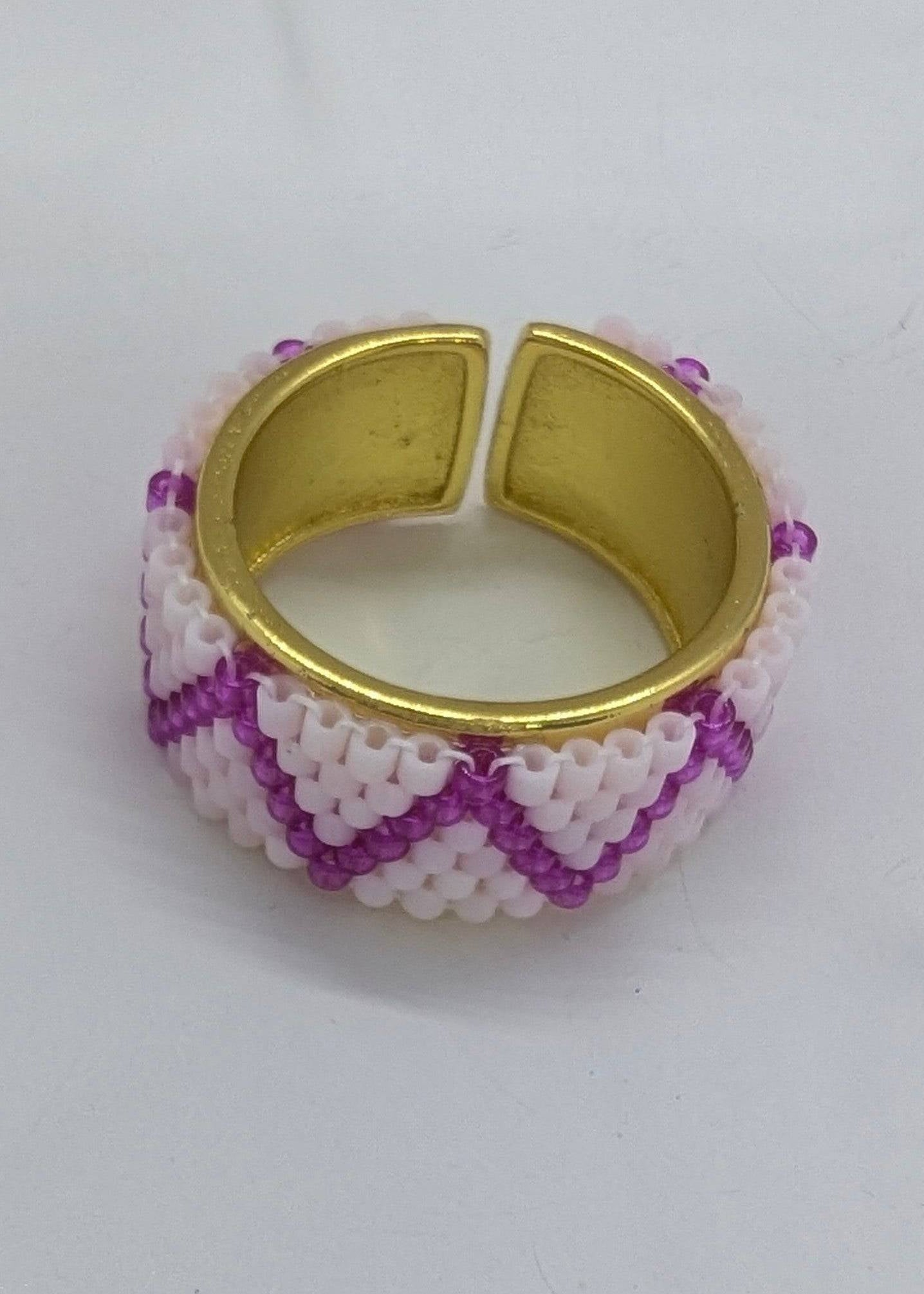 ZIG ZAG RING MIYUKI pink