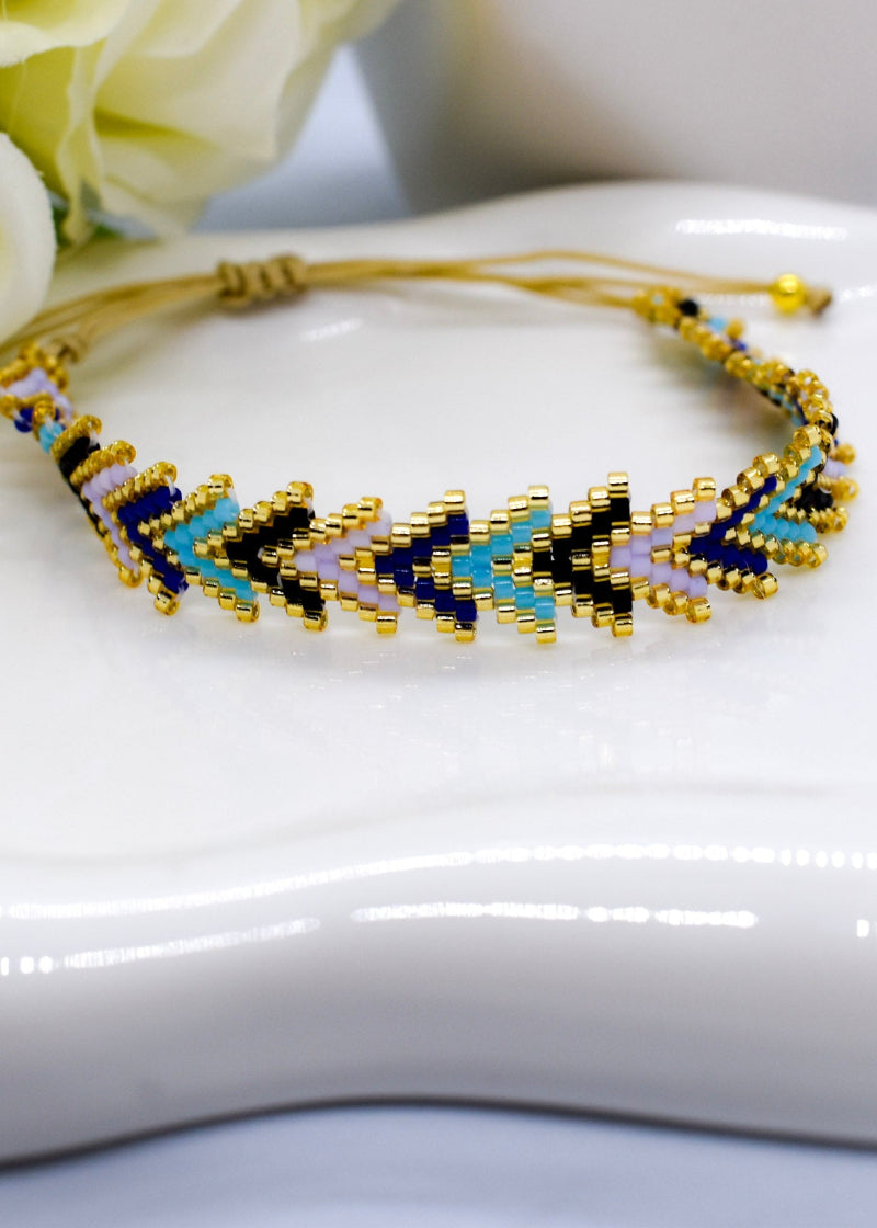 arrow bracelet beaded blue