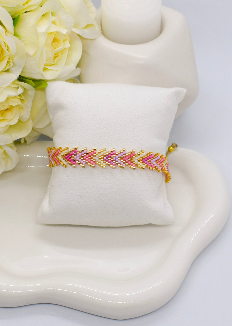 arrow bracelet beaded pinks