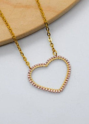 Golden Miyuki heart necklace