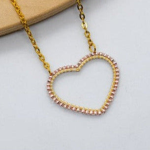 Golden Miyuki heart necklace