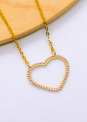 beige necklace heart miyuki