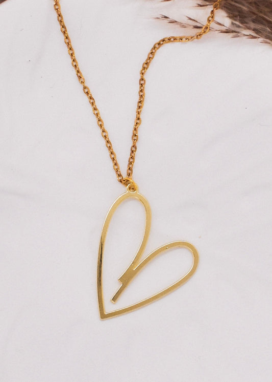 big hollow heart necklace