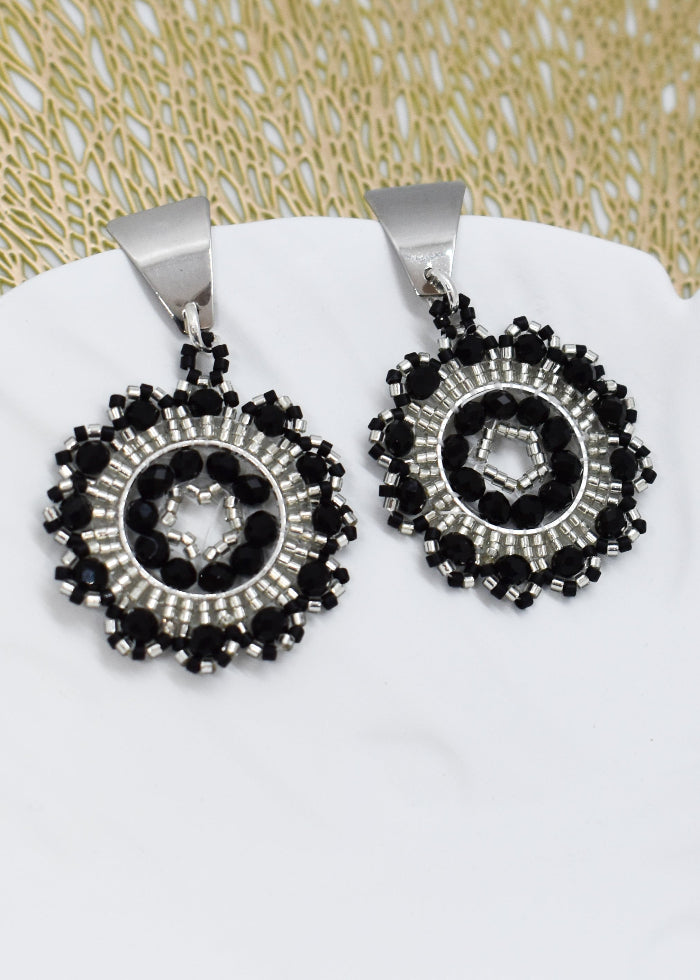 boho black beaded earrings