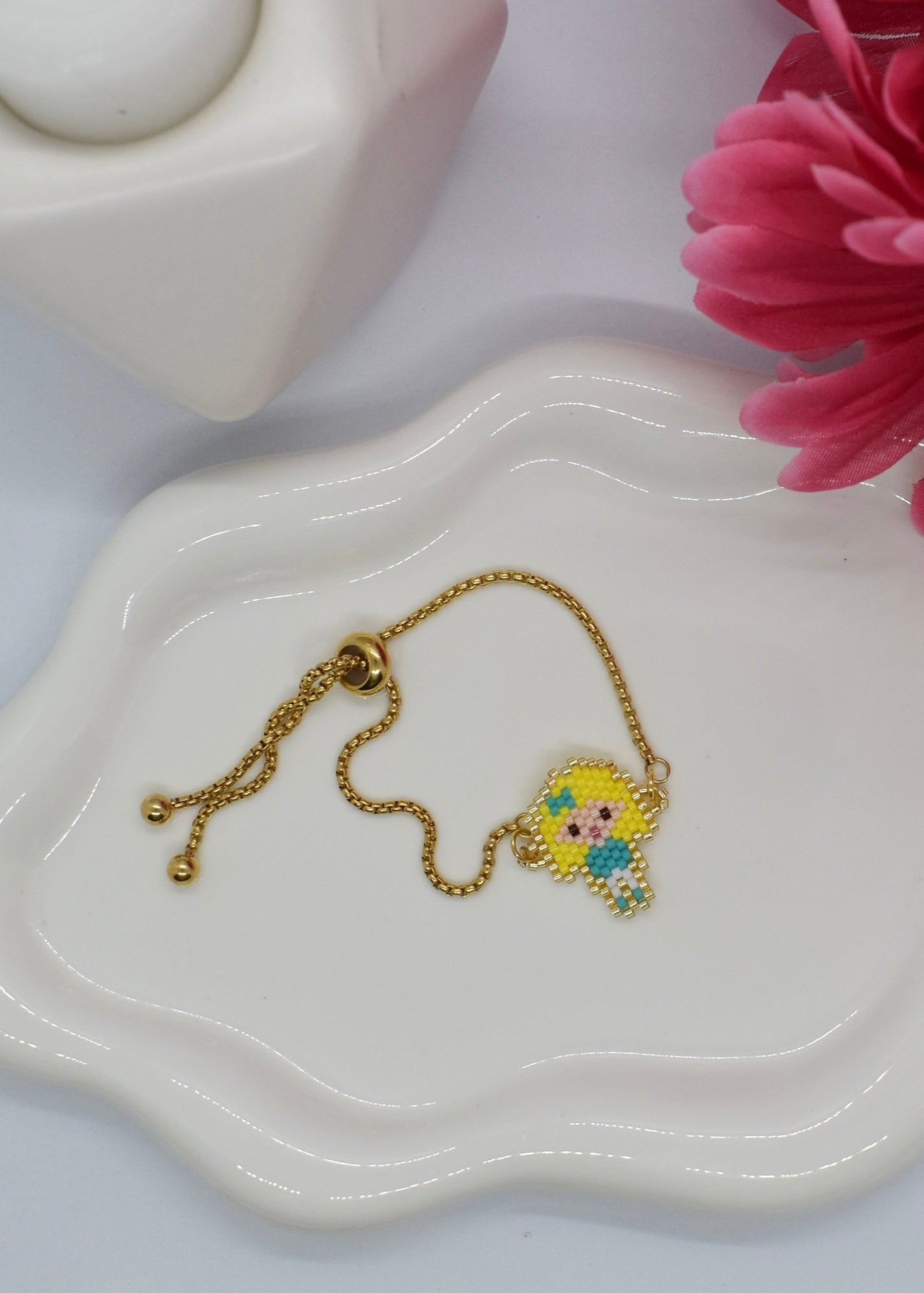 blonde hair kid bracelet for mom