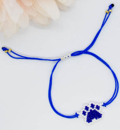 Blue beaded paw bracelet
