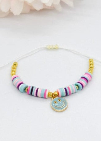 Happy face heishi beads bracelet