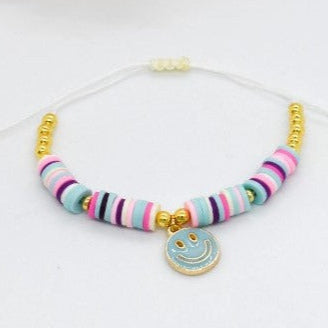 Happy face heishi beads bracelet