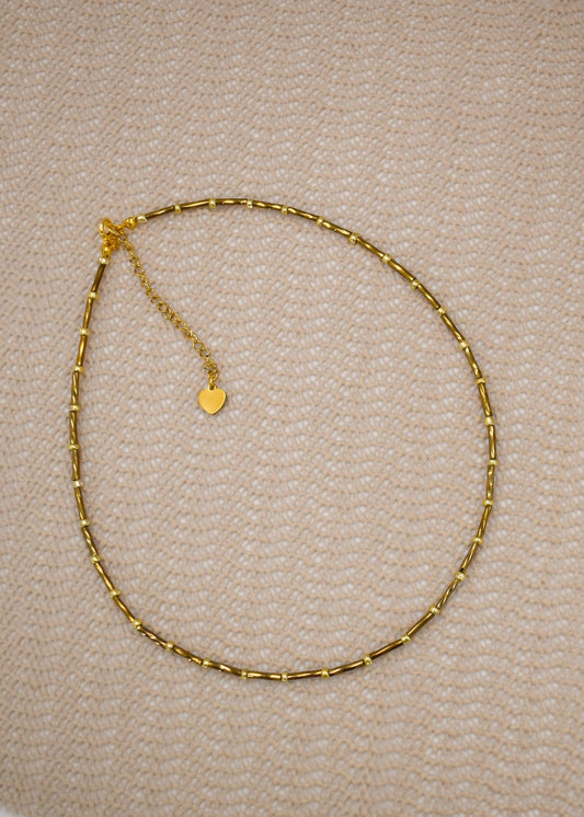 bronze tube beads necklace