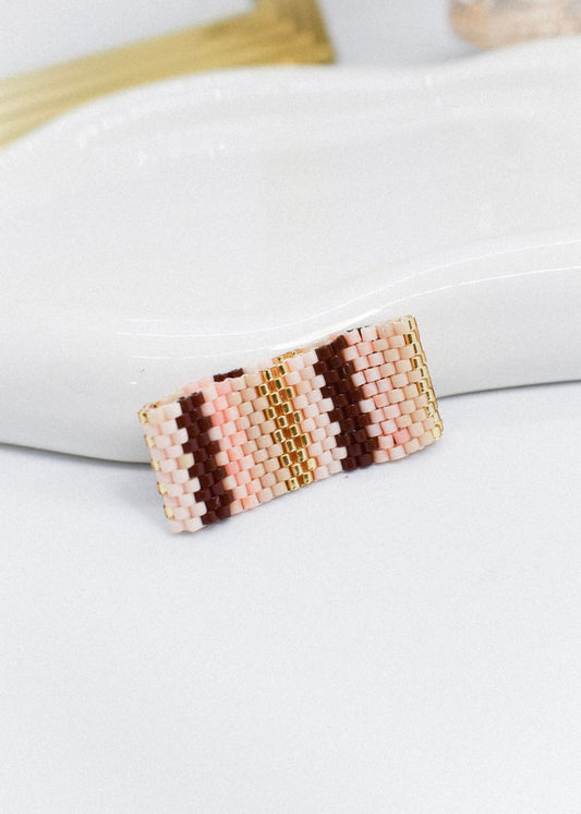 brown multicolor beaded ring