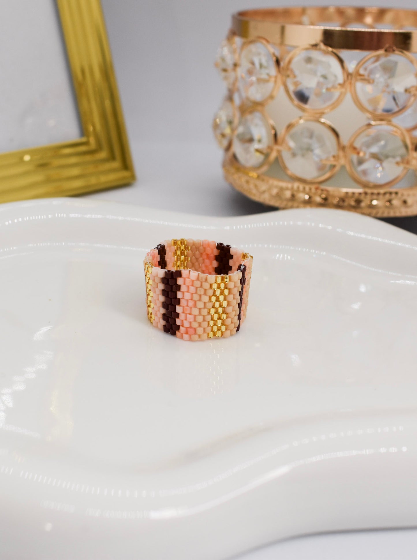 brown multicolor miyuki ring