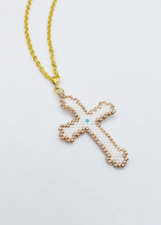 Miyuki cross necklace