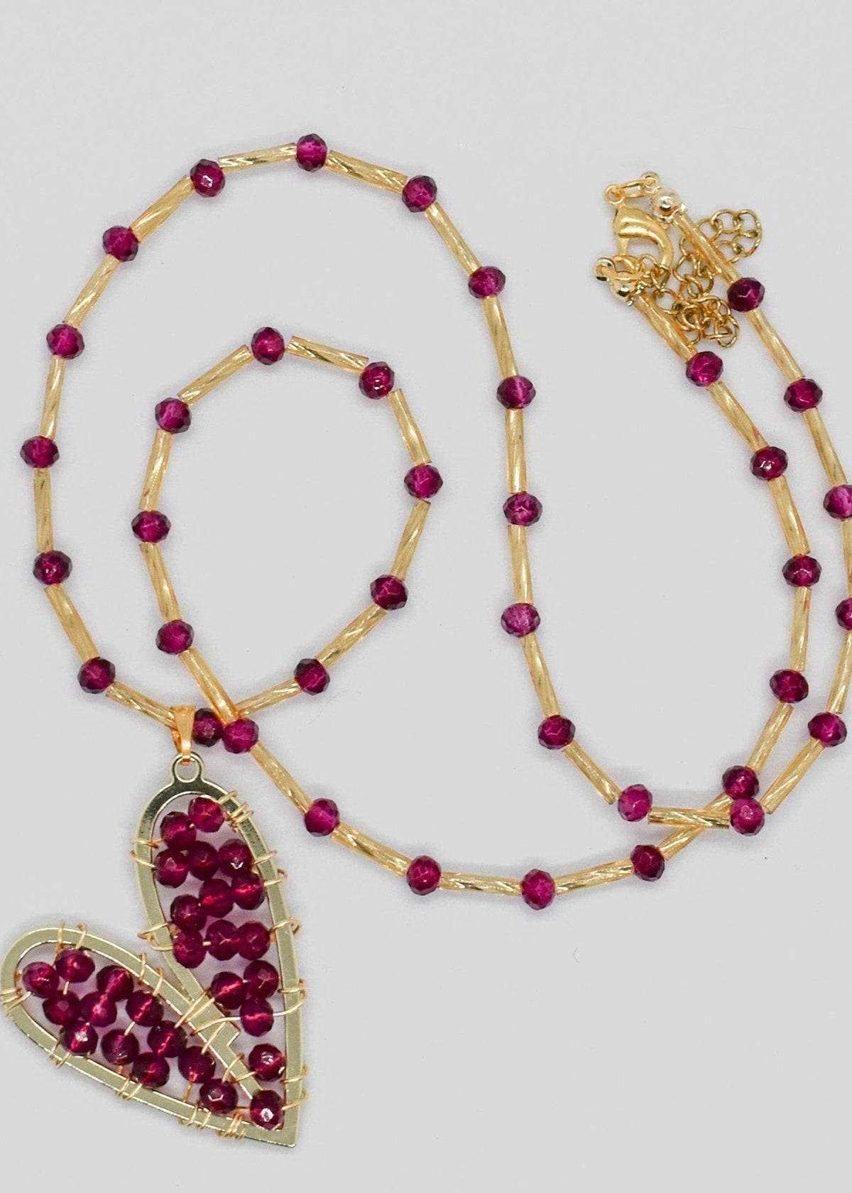 crystal heart necklaces burgundy