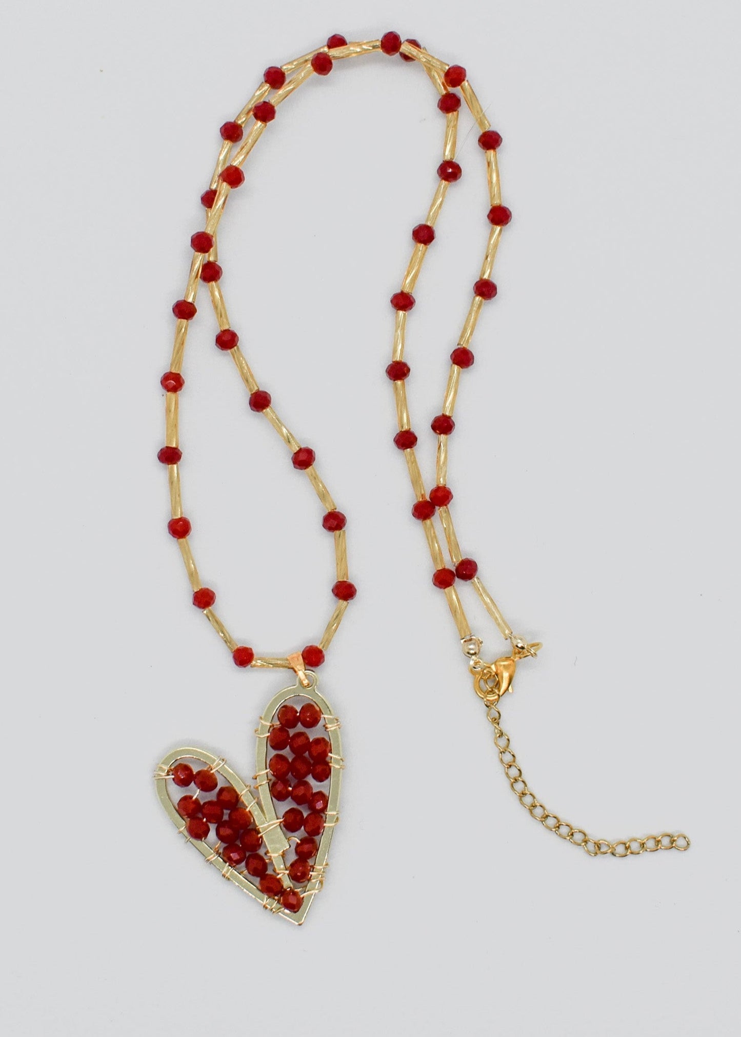 crystal heart necklaces red