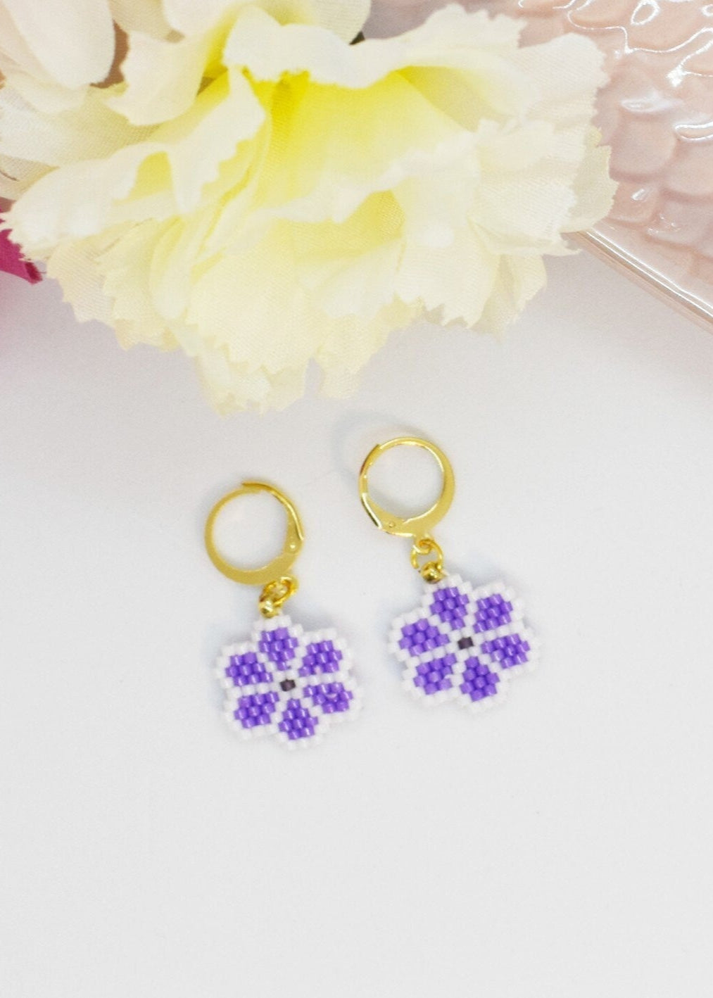 daisy purple earrings